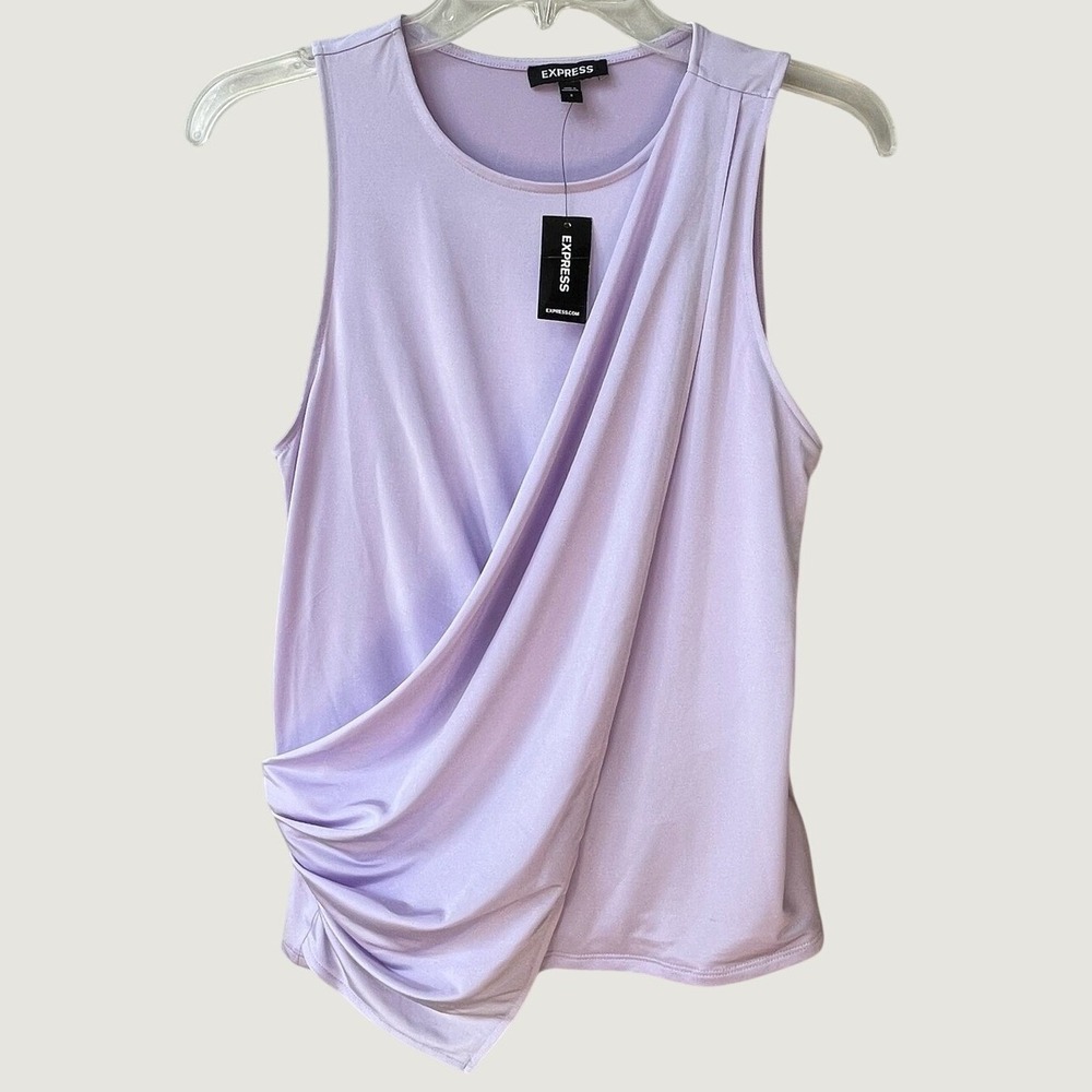Express NWT Lavender Asymmetrical Draped Surplice Sleeveless Top Womens Small